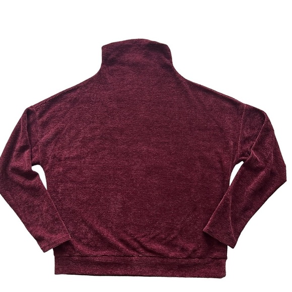 Gaze Mock Turtle Neck Cozy Maroon Wine chenille Sweater. Size Large - Picture 5 of 8